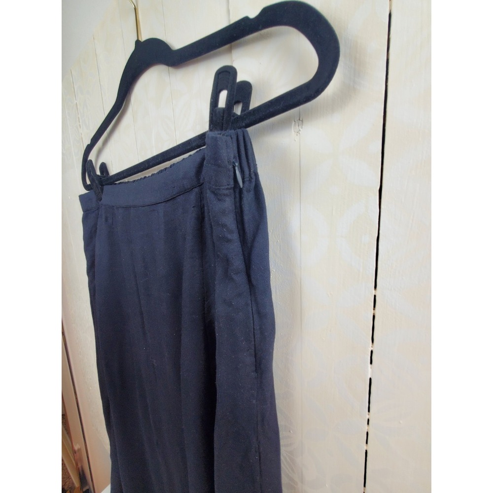 Womens Black Flowy Knee Length Skirt Side Slit Elastic Waist XL Cotton Blend - Picture 3 of 8